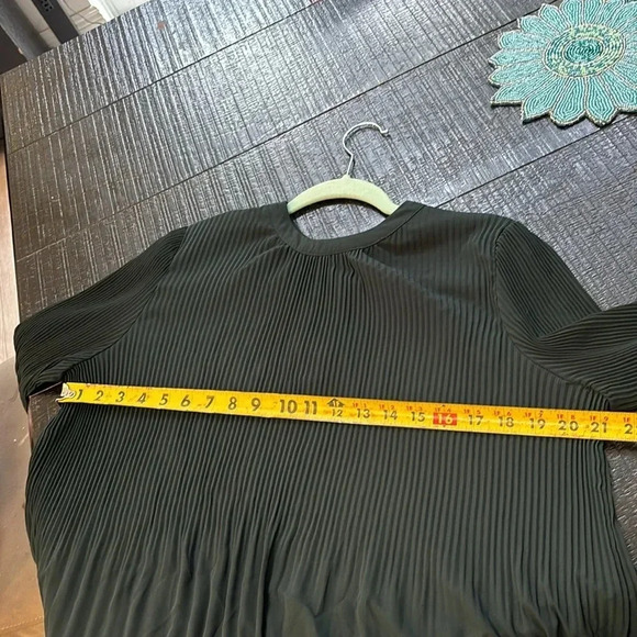 Adrianna Papell Pleated Georgette Crepe Long Sleeve Crew Neck Blouse sz S - Picture 11 of 13